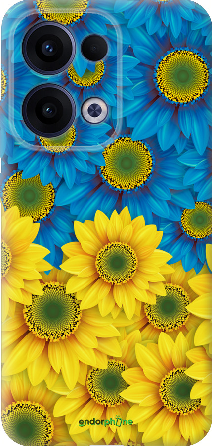 Силиконовый чехол Жёлто-голубые цветы для Oppo Reno13 5G - 1048u-3944 изображение 