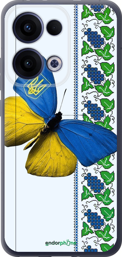 Силіконовий чехол Жовто-блакитний метелик  для Oppo Reno13 5G - 1054u-3944 изображение 