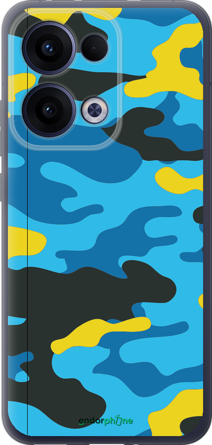 Силиконовый чехол Желто-голубой камуфляж для Oppo Reno13 5G - 1084u-3944 изображение 