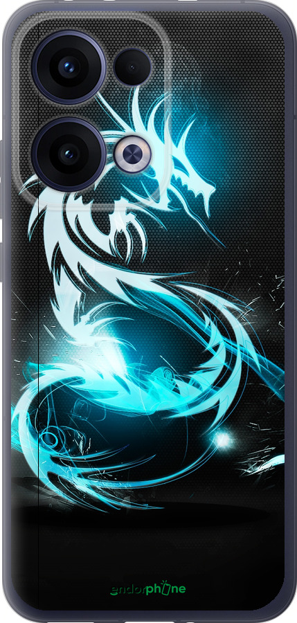 Силиконовый чехол Бело-голубой огненный дракон для Oppo Reno13 5G - 113u-3944 изображение 