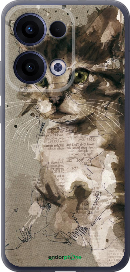 Силиконовый чехол Котёнок из пятен и линий для Oppo Reno13 5G - 119u-3944 изображение 