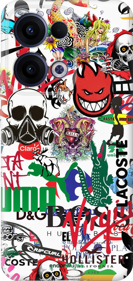 Силиконовый чехол Many different logos для Oppo Reno13 5G - 4022u-3944 изображение 