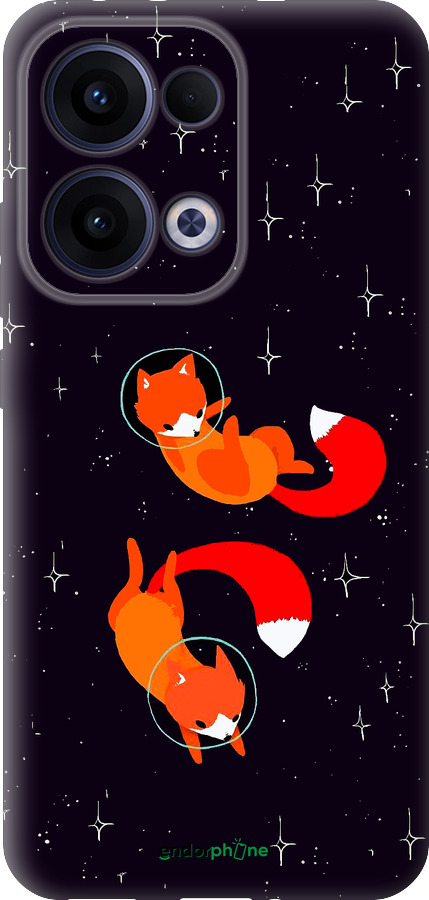 Силиконовый чехол Лисички в космосе для Oppo Reno13 5G - 4519u-3944 изображение 