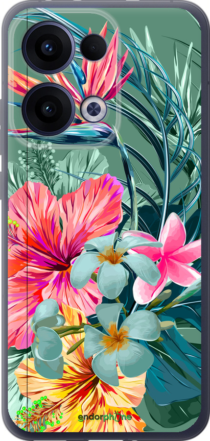 Силіконовий чехол Тропічні квіти v1 для Oppo Reno13 5G - 4667u-3944 изображение 