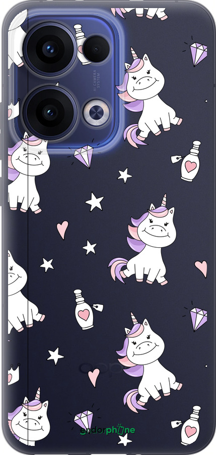 Силиконовый чехол Единорожка v2 для Oppo Reno13 5G - 4703u-3944 изображение 