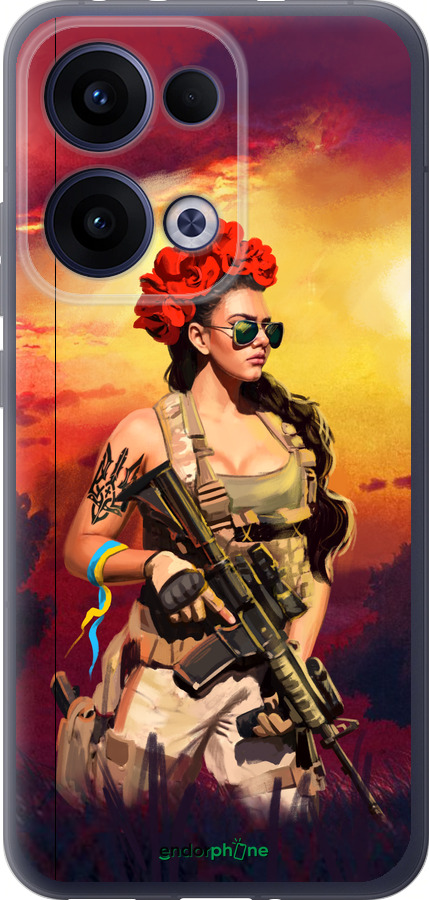 Силіконовий чехол Українка зі зброєю  для Oppo Reno13 5G - 5316u-3944 изображение 