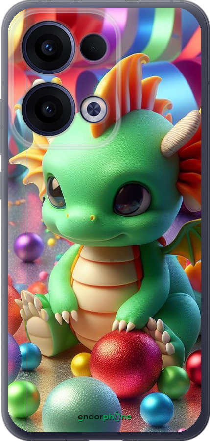 Силіконовий чехол Веселий дракончик для Oppo Reno13 5G - 5812u-3944 изображение 