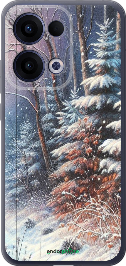 Силиконовый чехол Зимний пейзаж для Oppo Reno13 5G - 5814u-3944 изображение 