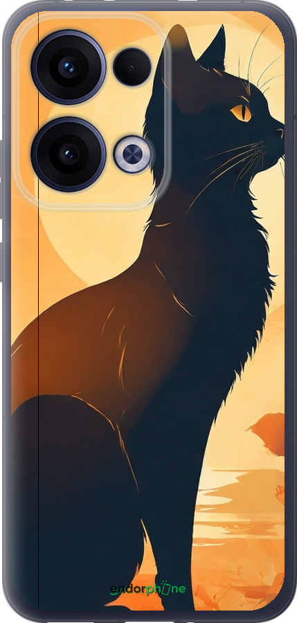 Силиконовый чехол Черная кошка v2 для Oppo Reno13 5G - 5830u-3944 изображение 