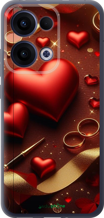 Силиконовый чехол Сердечки v3 для Oppo Reno13 5G - 5833u-3944 изображение 