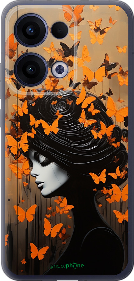 Силіконовий чехол Чохол для телефону Дівчина з помаранчевими метеликами для Oppo Reno13 5G - 5940u-3944 изображение 