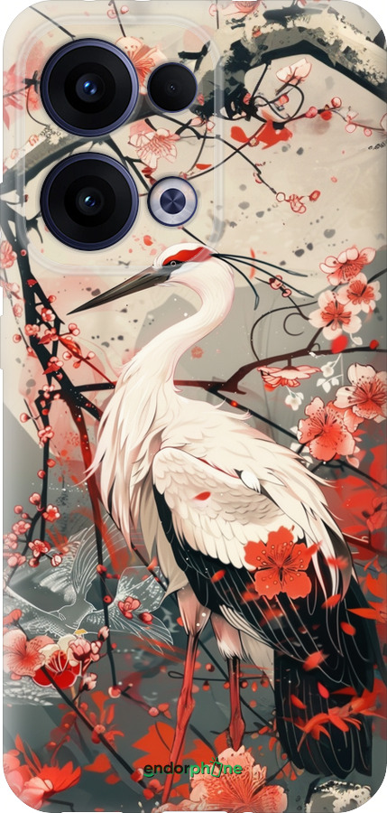 Силиконовый чехол Аист в цвету сакуры для Oppo Reno13 5G - 6109u-3944 изображение 