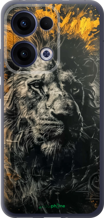 Силиконовый чехол Лев в золотых красках для Oppo Reno13 5G - 6155u-3944 изображение 