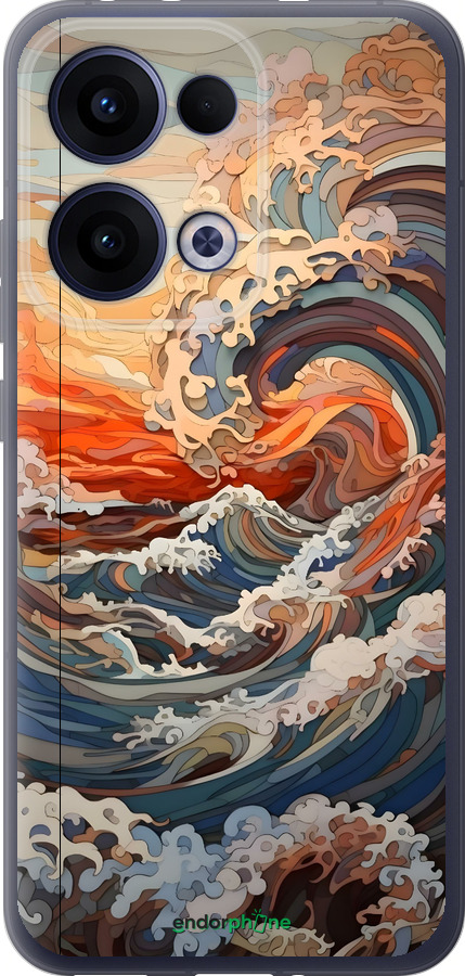 Силиконовый чехол Арт волны для Oppo Reno13 5G - 6324u-3944 изображение 