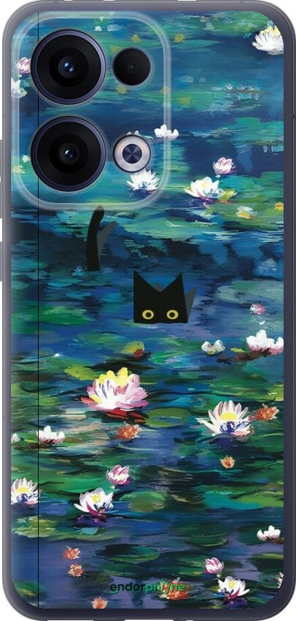 Силиконовый чехол Чехол с изображением водяных лилий Моне и кошек для Oppo Reno13 5G - 6399u-3944 изображение 