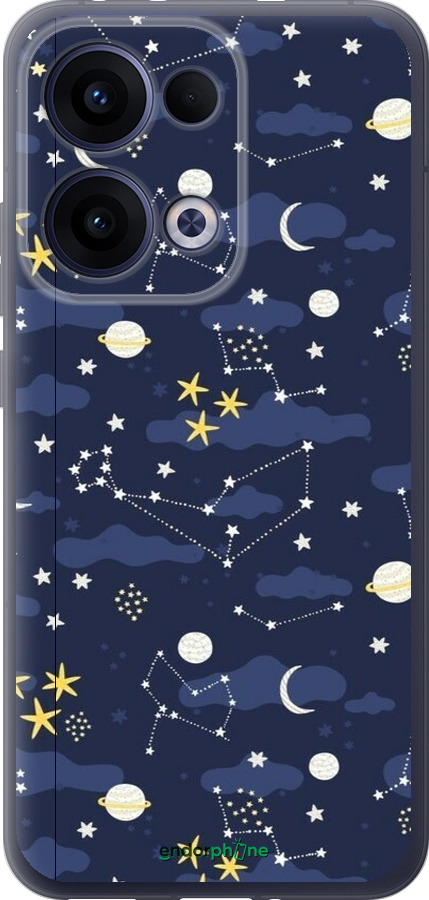 Силиконовый чехол Астрономический узор. Милый дизайн мультяшной вселенной для Oppo Reno13 5G - 6446u-3944 изображение 