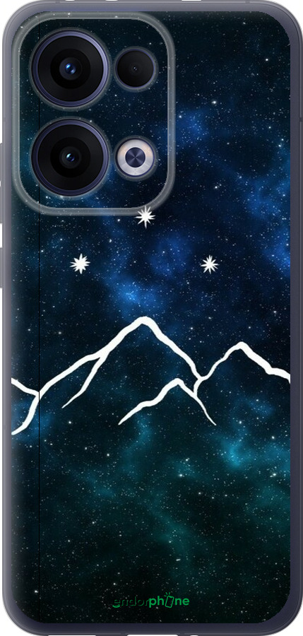 Силиконовый чехол Горы и звезды нарисованы на фоне галактики для Oppo Reno13 5G - 6490u-3944 изображение 