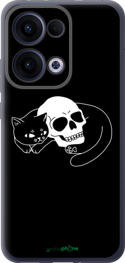 Силіконовий чехол Із зображенням кота та черепа для Oppo Reno13 5G - 6491u-3944 изображение 