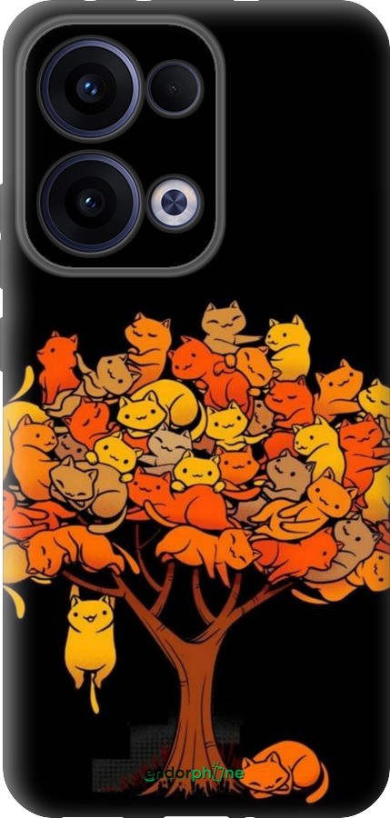 Силиконовый чехол Дерево и котики для Oppo Reno13 5G - 6516u-3944 изображение 