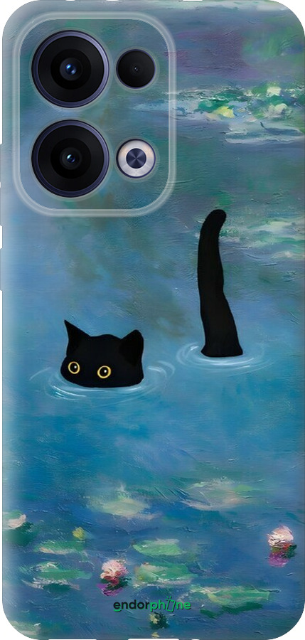 Силиконовый чехол С изображением кота и водяной лилии Monet для Oppo Reno13 5G - 6519u-3944 изображение 