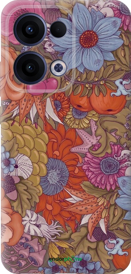 Силиконовый чехол Абстрактные цветы для Oppo Reno13 5G - 6526u-3944 изображение 