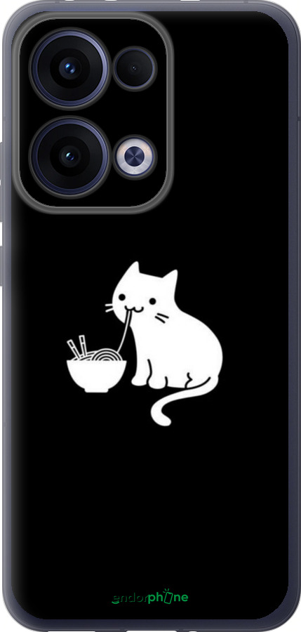 Силиконовый чехол С милым котом на черном фоне для Oppo Reno13 5G - 6528u-3944 изображение 