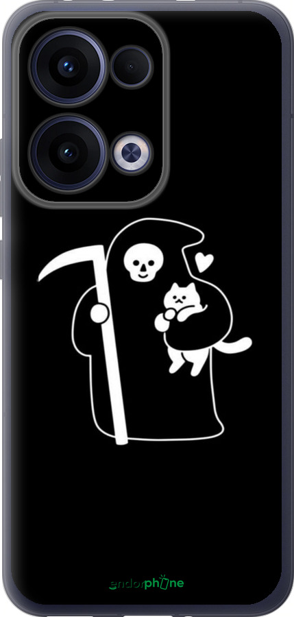 Силиконовый чехол Минималистичный арт: смерть и кошка для Oppo Reno13 5G - 6529u-3944 изображение 