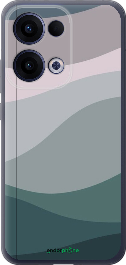 Силиконовый чехол С фиолетовым и бирюзовым ретро-стилем и волнами для Oppo Reno13 5G - 6533u-3944 изображение 