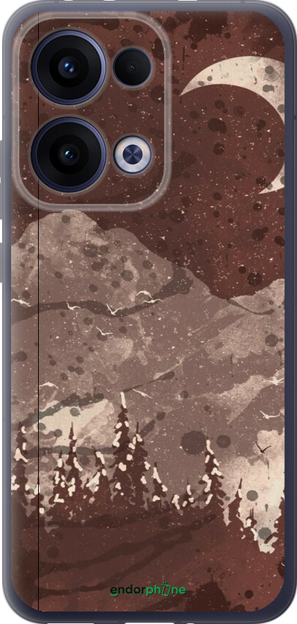 Силіконовий чехол із зображенням місячного пейзажу у нічному лісі для Oppo Reno13 5G - 6546u-3944 изображение 