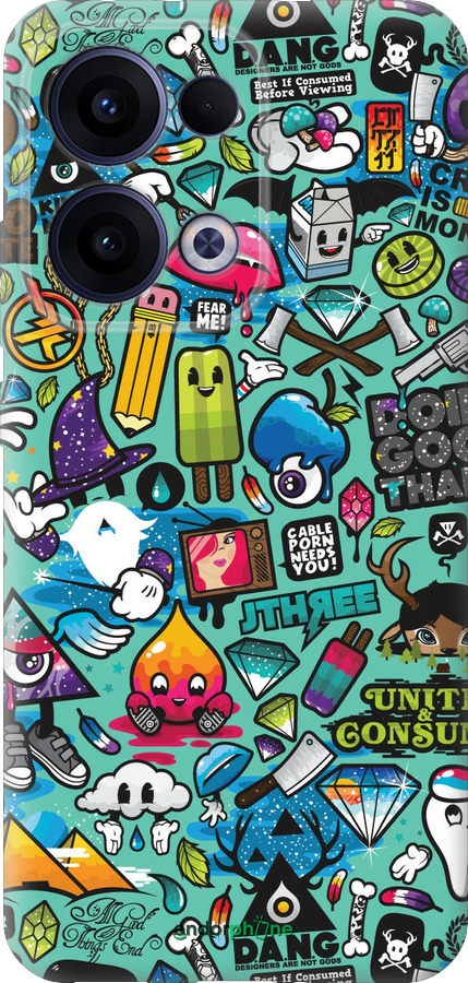 Силиконовый чехол Стикер бомбинг 1 для Oppo Reno13 5G - 693u-3944 изображение 