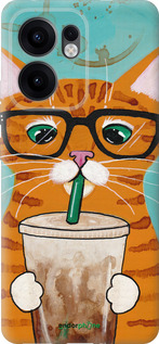 Силиконовый чехол Зеленоглазый кот в очках для Oppo Reno13 F 5G / Reno13 F 4G - 4054u-3955 изображение 