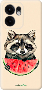 Силиконовый чехол Енотик с арбузом для Oppo Reno13 F 5G / Reno13 F 4G - 4605u-3955 изображение 