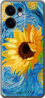 Силиконовый чехол Цветы желто-голубые для Oppo Reno13 F 5G / Reno13 F 4G - 5308u-3955 изображение 