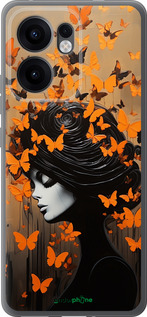 Силиконовый чехол Чехол для телефона Девушка с оранжевыми бабочками для Oppo Reno13 F 5G / Reno13 F 4G - 5940u-3955 изображение 