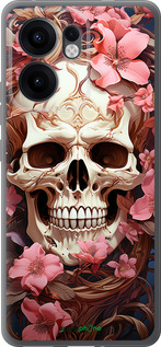 Силиконовый чехол Череп в розовых цветах для Oppo Reno13 F 5G / Reno13 F 4G - 5965u-3955 изображение 