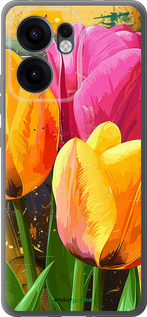 Силиконовый чехол 'Нарисованные тюльпаны' для Oppo Reno13 F 5G / Reno13 F 4G изображение 1