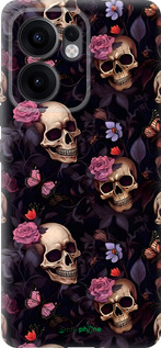 Силиконовый чехол Черепа и розы для Oppo Reno13 F 5G / Reno13 F 4G - 6316u-3955 изображение 