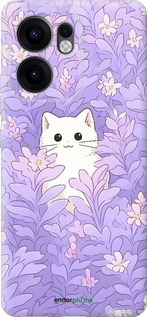 Силиконовый чехол Котик в цветах для Oppo Reno13 F 5G / Reno13 F 4G - 6390u-3955 изображение 