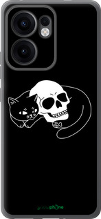 Силиконовый чехол С изображением кота и черепа для Oppo Reno13 F 5G / Reno13 F 4G - 6491u-3955 изображение 