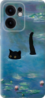 Силіконовий чехол Із зображенням кота та водяної лілії Monet для Oppo Reno13 F 5G / Reno13 F 4G - 6519u-3955 изображение 