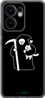 Силиконовый чехол Минималистичный арт: смерть и кошка для Oppo Reno13 F 5G / Reno13 F 4G - 6529u-3955 изображение 