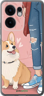 Силиконовый чехол Корги 3 для Oppo Reno13 F 5G / Reno13 F 4G - 6707u-3955 изображение 