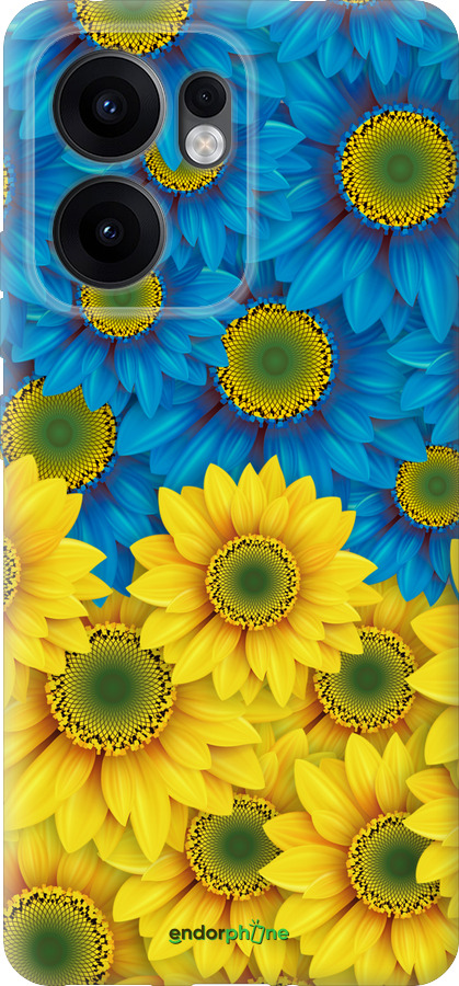 Силиконовый чехол Жёлто-голубые цветы для Oppo Reno13 F 5G / Reno13 F 4G - 1048u-3955 изображение 