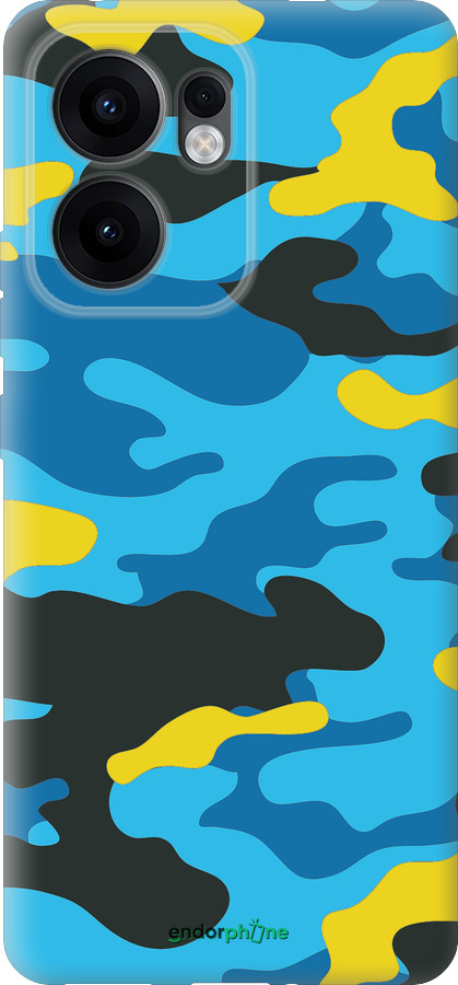 Силиконовый чехол Желто-голубой камуфляж для Oppo Reno13 F 5G / Reno13 F 4G - 1084u-3955 изображение 