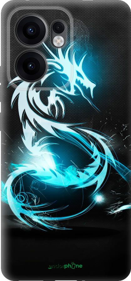 Силиконовый чехол Бело-голубой огненный дракон для Oppo Reno13 F 5G / Reno13 F 4G - 113u-3955 изображение 
