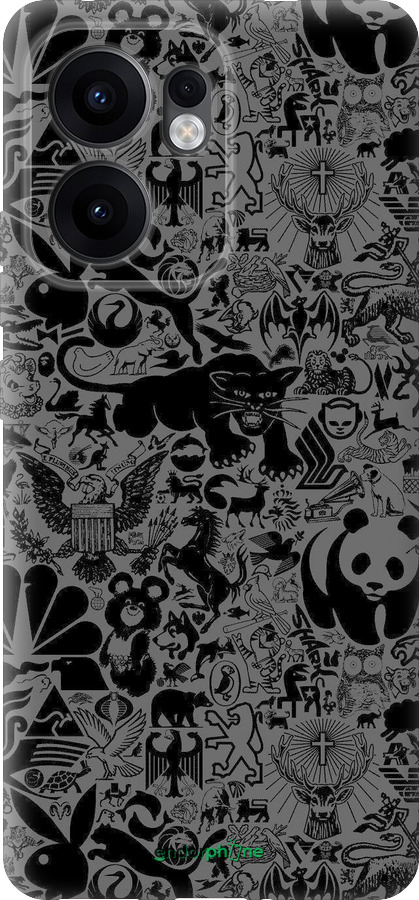 Силіконовий чехол Чорно-сірий стікер бомбінг для Oppo Reno13 F 5G / Reno13 F 4G - 2432u-3955 изображение 