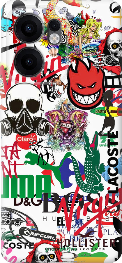 Силиконовый чехол Many different logos для Oppo Reno13 F 5G / Reno13 F 4G - 4022u-3955 изображение 