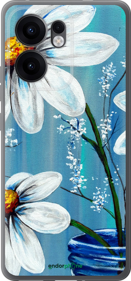 Силиконовый чехол Красивые арт-ромашки для Oppo Reno13 F 5G / Reno13 F 4G - 4031u-3955 изображение 