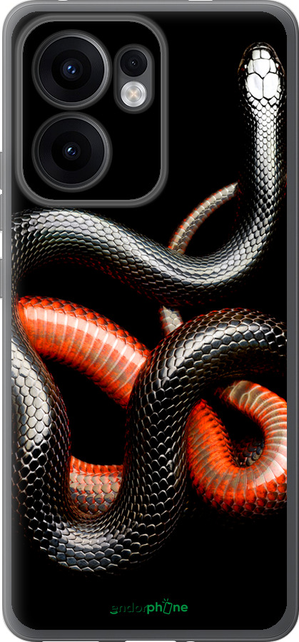 Силиконовый чехол Красно-черная змея на черном фоне для Oppo Reno13 F 5G / Reno13 F 4G - 4063u-3955 изображение 