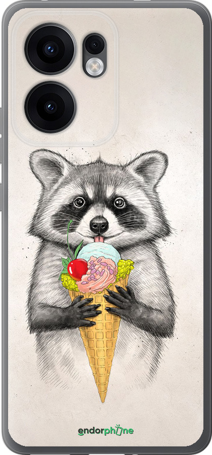 Силиконовый чехол Енотик с мороженым для Oppo Reno13 F 5G / Reno13 F 4G - 4602u-3955 изображение 